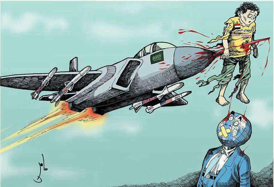 قصابی کودکان یمن در سکوت جامعه جهانی+کاریکاتور