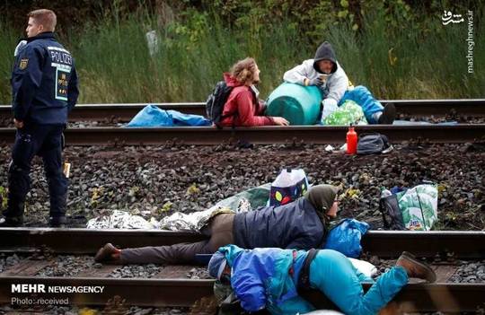 فعالان محیط زیست با خوابیدن بر روی ریل راه آهن، علیه تخریب یک جنگل قدیمی در السدورف آلمان اعتراض کردند. 