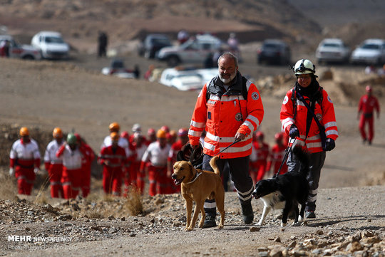 مانور مشترک تیم های جستجو و نجات با سگ‌های گروه های امداد و نجات جمعیت هلال احمر ایران و صلیب سرخ آلمان در اصفهان برگزار شد.