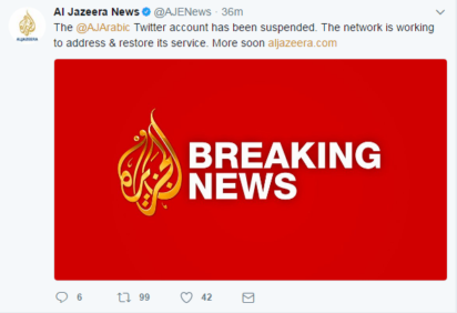 Al-Jazeera Twitter Account ‘Suspended’