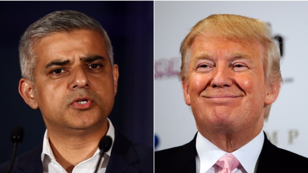 London Mayor Sadiq Khan accused Donald Trump of seeking to divide communities in Britain