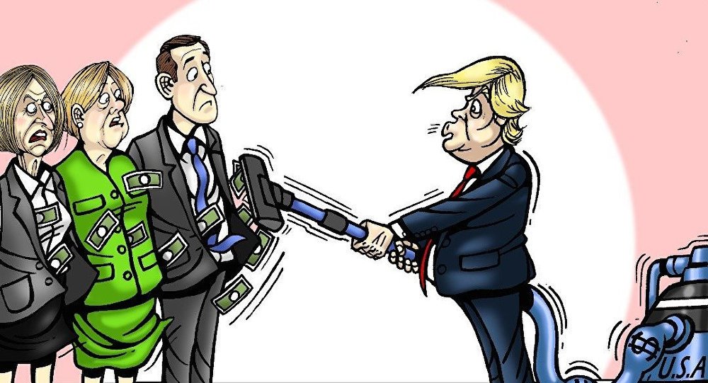 حمله تانکی ترامپ به مرکل+کاریکاتور
