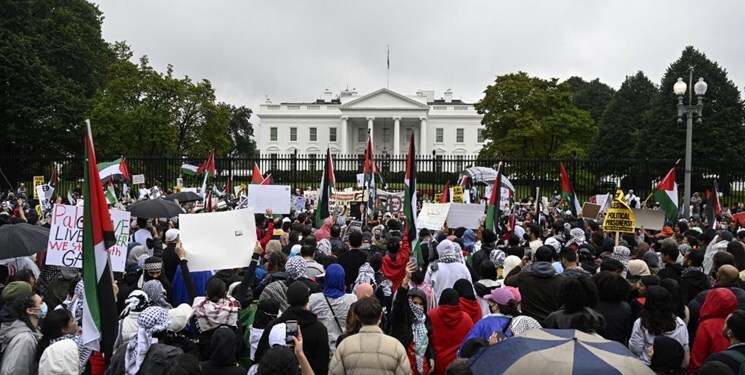 تظاهرات حامیان فلسطین در پایتخت آمریکا