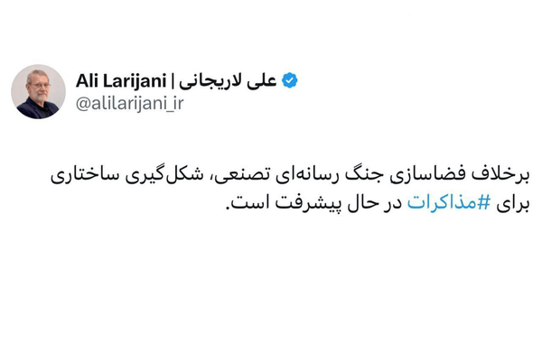 لاریجانی: شکل‌گیری ساختاری برای مذاکرات در حال پیشرفت است