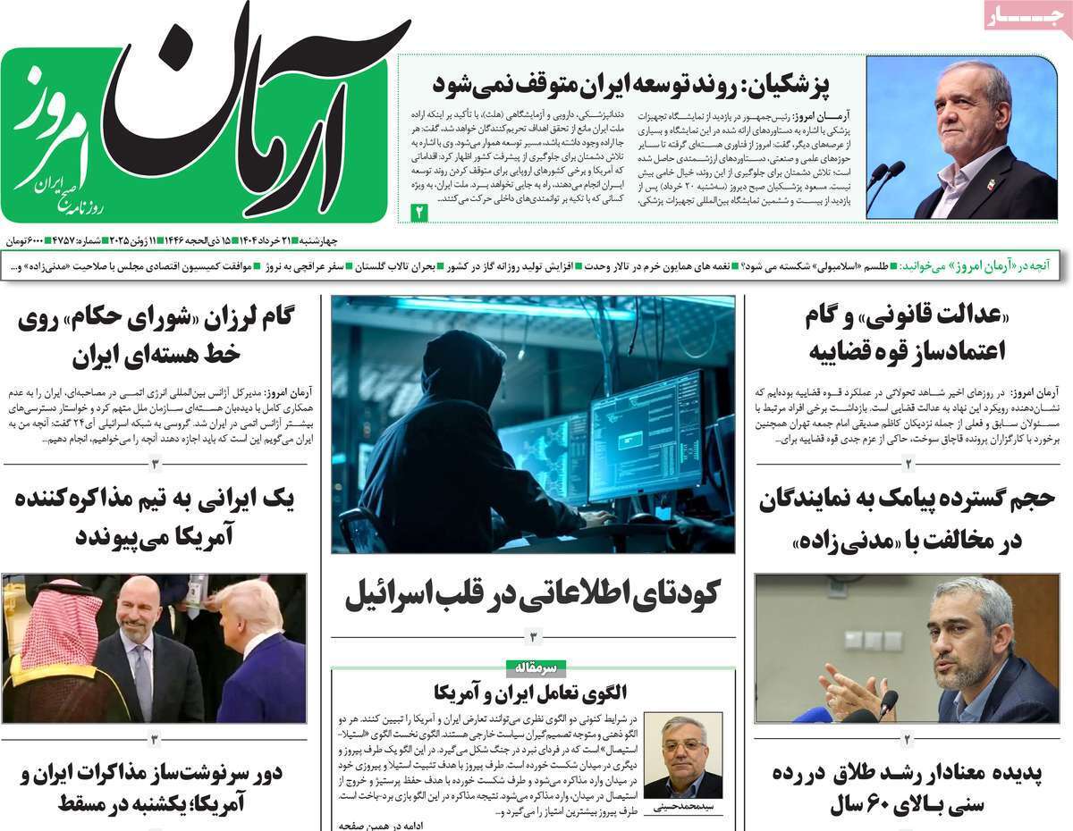 مروری بر یادداشت روزنامه‌های چهارشنبه ۲۱ خرداد ماه ۱۴۰۴