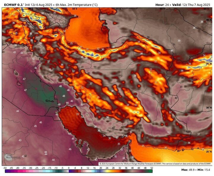 هواشناسی ۱۶ مردادماه/ هشدار افزایش دما تا ۵۰ درجه؛ بارش باران در ۴ استان