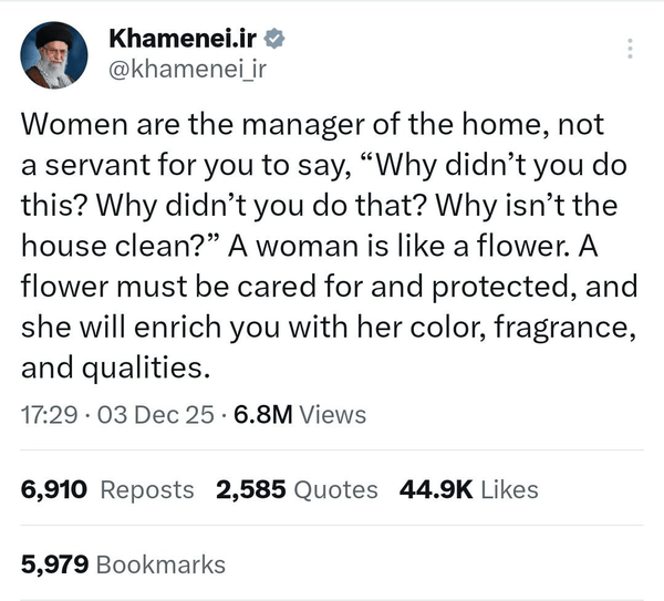 توییت انگلیسی حساب رهبر انقلاب که ۶ میلیون بار دیده شد