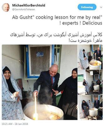  کلاس آموزشی آبگوشت پزی برای سفیر آلمان در ایران 

