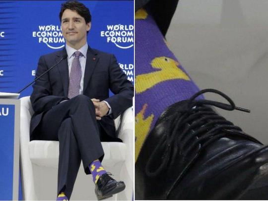  جوراب‌های ترودو در اجلاس داووس /جوراب‌های  نخست وزیر کانادا در اجلاس داووس دوباره حاشیه ساز شد.