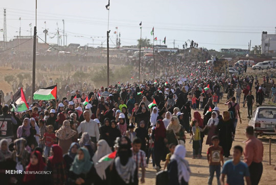هزاران زن فلسطینی با برگزاری راهپیمایی 