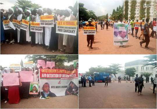 شماری از مردم نیجریه با برپایی راهپیمایی و تجمع در مقابل سفارتخانه‌های آمریکا و انگلیس در آبوجا، پایتخت این کشور خواستار آزادی 