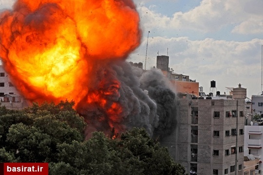 دود و آتش برخاسته از مناطق غزه پس از حمله هوایی رژیم صهیونیستی