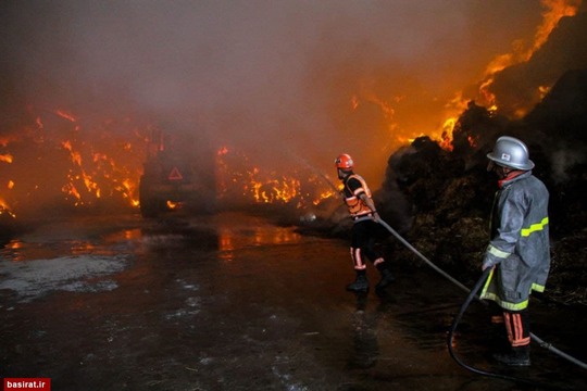 آتش سوزی گسترده در شمال نوار غزه در اثر شلیک گلوله های فسفری اشغالگران صهیونیست