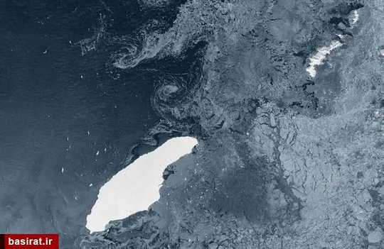 تصویر ماهواره ای از جدا شدن بزرگترین کوه یخ جهان از قطب جنوب 