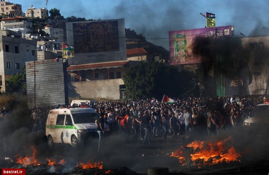 درگیری شدید بین جوانان فلسطینی و نظامیان صهیونیست در کرانه باختری