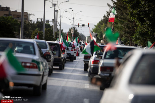 راهپیمایی خودرویی مردم کرمان در حمایت از مردم مظلوم فلسطین