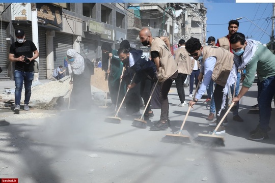 اتحاد جوانان غزه جهت پاکسازی بقایای جنگ 11 روزه رژیم اشغالگر صهیونیستی
