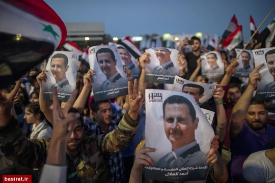 جشن مردم سوریه پس از اعلام پیروزی بشار اسد در انتخابات ریاست جمهوری