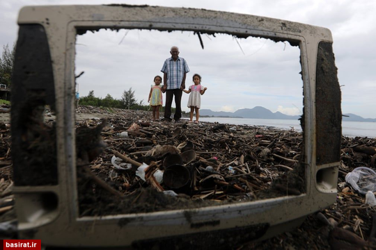تجمع زباله ها در ساحل آچه اندونزی