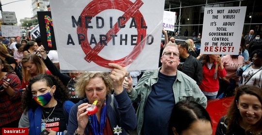 تظاهرات علیه دستور واکسیناسیون معلمان و کارکنان مدارس-نیویورک، بروکلین