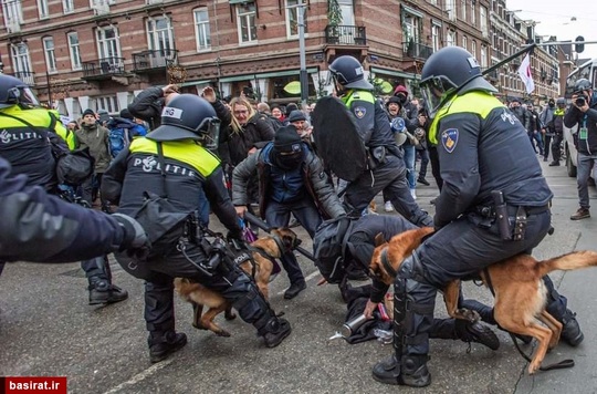 هجوم پلیس هلند به مخالفان قرنطینه و واکسن در امستردام