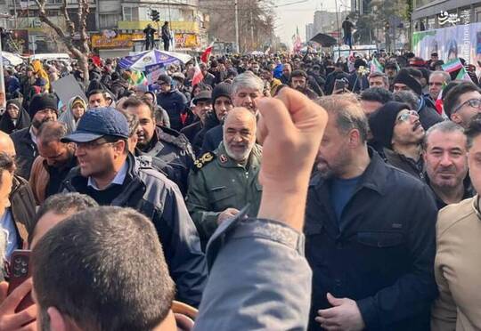 سرلشکر حسین سلامی فرمانده کل سپاه پاسداران در راهپیمایی ۲۲ بهمن