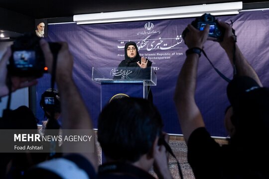 نشست خبری فاطمه مهاجرانی سخنگوی دولت، صبح روز سه‌شنبه ۲۴ تیر با حضور جمعی از خبرنگاران در ساختمان روزنامه ایران برگزار شد.