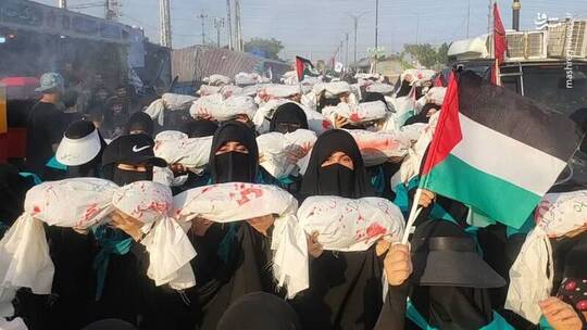 تشییع نمادین کودکان شهید فلسطینی در کربلا