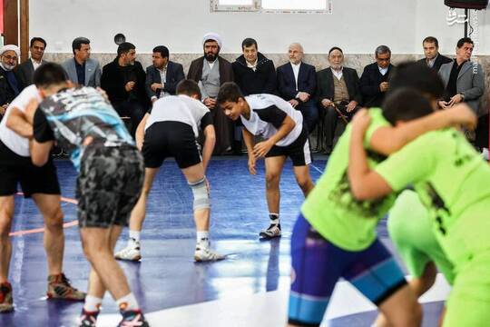 حضور قالیباف در آیین افتتاح خانه کشتی شهدای طرقبه