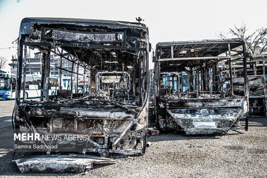 خسارات وارده به اتوبوس‌های تهران
