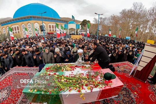 تشییع پیکر شهیدان مسعود مرادزاده و مصطفی ابوفاضلی، دو شهید مدافع امنیت ملی در شهرک شهید محلاتی و امامزاده علی اکبر چیذر