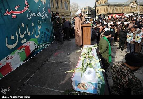 مراسم تشییع پیکر مطهر طلبه شهید علی زمانیان در همدان