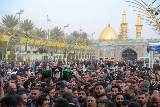 تشییع پیکر سید هادی سیستانی در کربلا