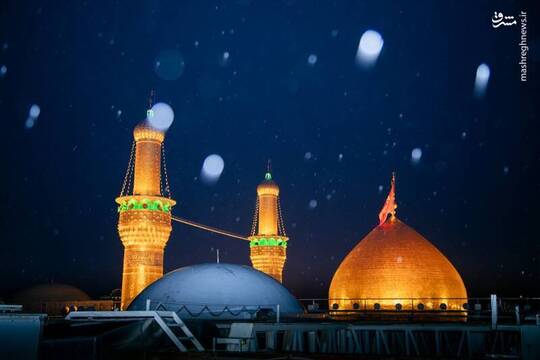 بارش زیبای باران را از نمای حرم امام حسین علیه‌السلام