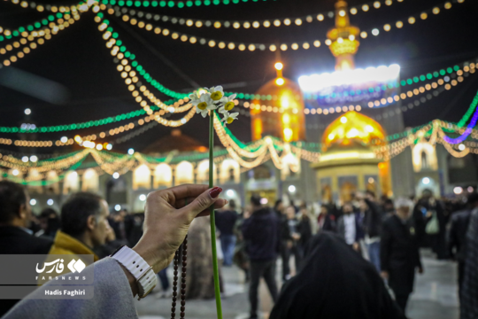 حرم مطهر رضوی در شب نیمه شعبان میزبان زائران و مجاورانی بود که از دور و نزدیک خود را برای عرض تبریک میلاد امام زمان(عج) به حرم امام رضا علیه‌السلام رسانده‌اند.